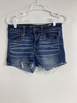 American Eagle Cut Off Jegging Frayed Dark Wash Womens