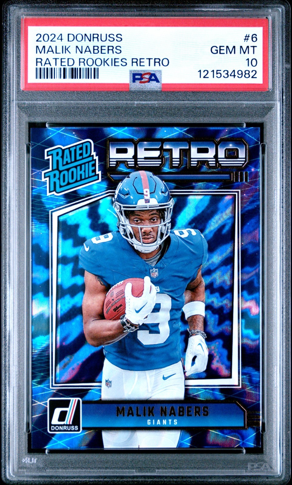 Malik Nabers 2024 Donruss #6 Rated Rookies Retro PSA 10