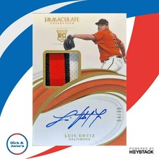 2019 Panini Immaculate Collection Luis Ortiz /99 #41 MEM Auto Baltimore Orioles