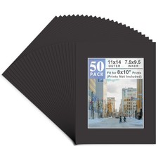 Golden State Art Pack of 50 Acid-Free Black Pre-Cut 11x14 Picture Mat for 8x10 P