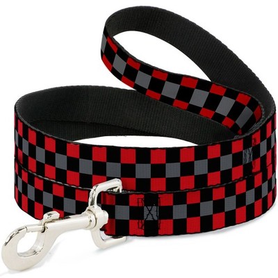 Dog Leash 6-FEET Checker Black/Gray/2 Red NARROW 0.5'' (US IMPORT)