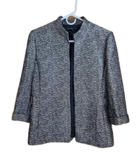 Preston & York Women's Size 10 Gold Black Metallic Blazer Jacket 3/4 Sleeve EUC