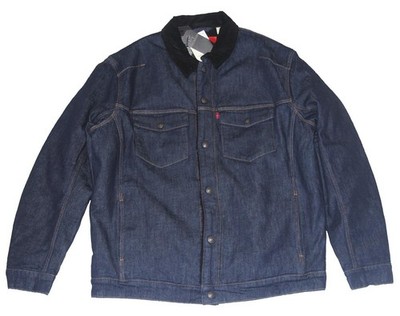Levi's Engineered Thick Black Sherpa Lined Dark Denim Trucker Jacket Men's L NWT