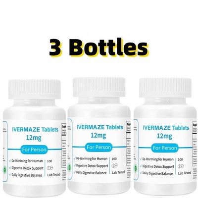3 Bottles Ivermaze Tablets Person 12 mg 100 Tablets 99% Purity Digest Supplement