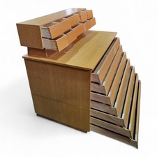 Vintage Plan Chest Drawers Index Cabinet Light Oak Architects Storage Large