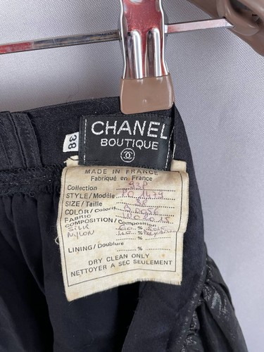 Chanel Boutique Damen Rüschen Midi Rock Größe 38 Schwarz Seidenmischung Rücken - Bild 3 von 7
