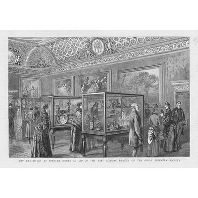 LONDON Girls Friendly Society Ausstellung im Spencer House - antiker Druck 1887