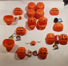 Vintage 11 Stck. Halloween Blasform Kunststoff Jack O Laternen Süßigkeiten Füller Orig Spielzeug