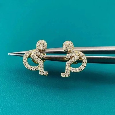 1,20 ct Rundschliff echte Moissanit Handicap Ohrstecker 14 K Gelbgold vergoldet