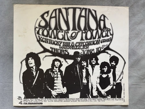 Santana Tower Of Power Concert Poster Randy Tuten Kentucky 1971 Rare Original