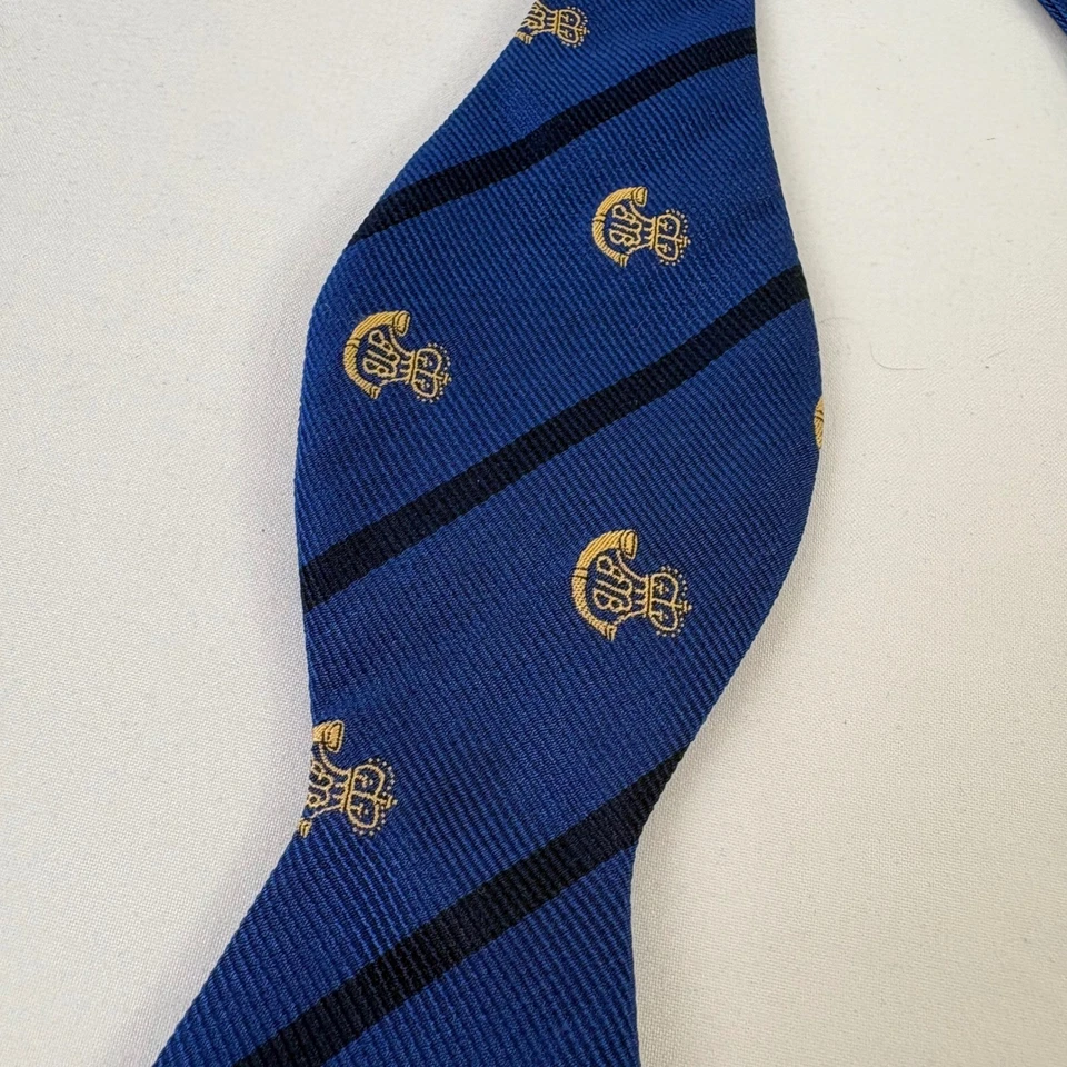 Pajarita Brooks Brothers 346 Para Hombres Ajustable 100% Seda Azul Dorado Corona Rayas EE. UU. Foto 2 de 4