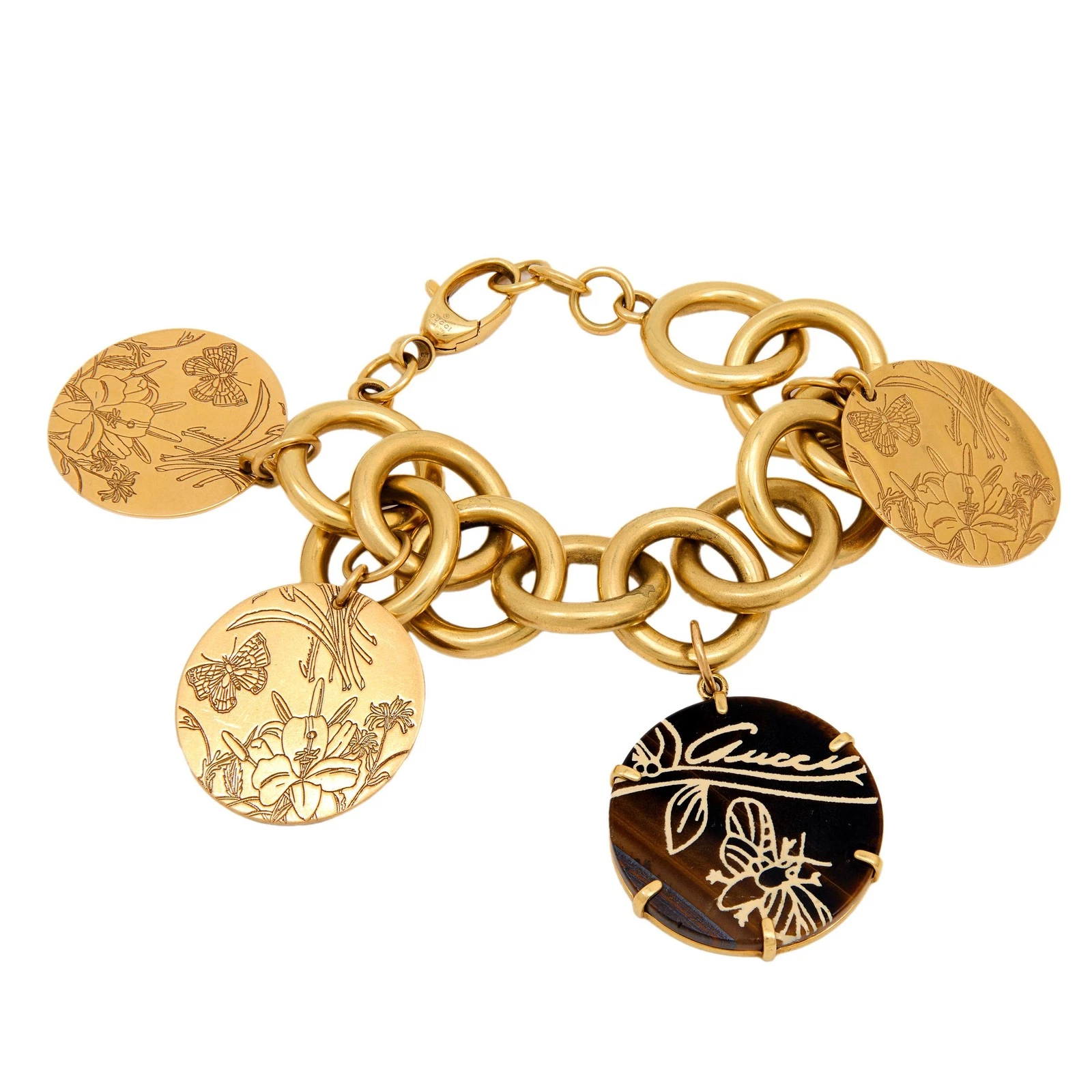 Bracciale Gucci occhio di tigre oro giallo 18 kt Flora St. Tropez