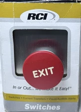 New RCI 908-MOx32D Stainless MUSHROOM BUTTON RED EXIT Momentary Action -2xSPST