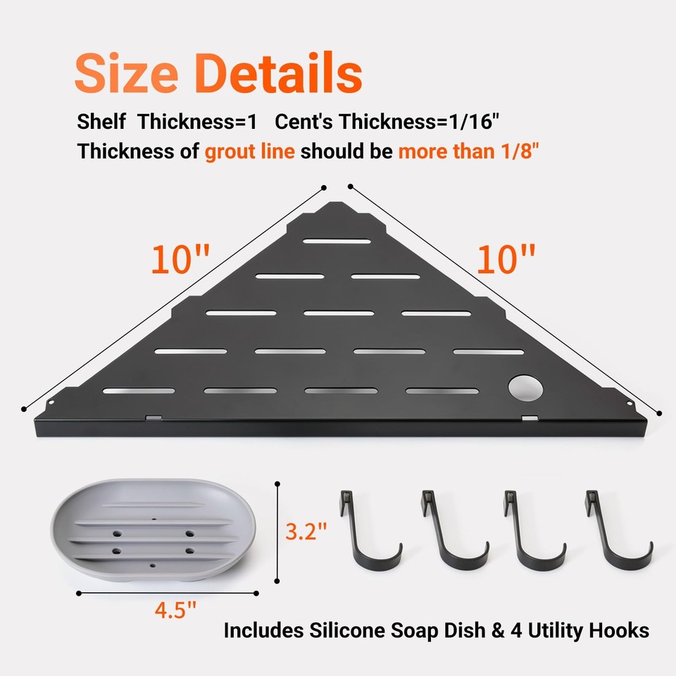 Inset Bookshelves Corner Shower Shelves, 10