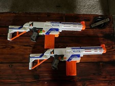 Lot Of 2 Nerf N-Strike Elite Retaliator Dart Gun White Blaster Stock Barrel
