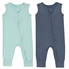 Baby Sleeveless Romper Rayon of Bamboo Mint  Moonlight, 12-18m 