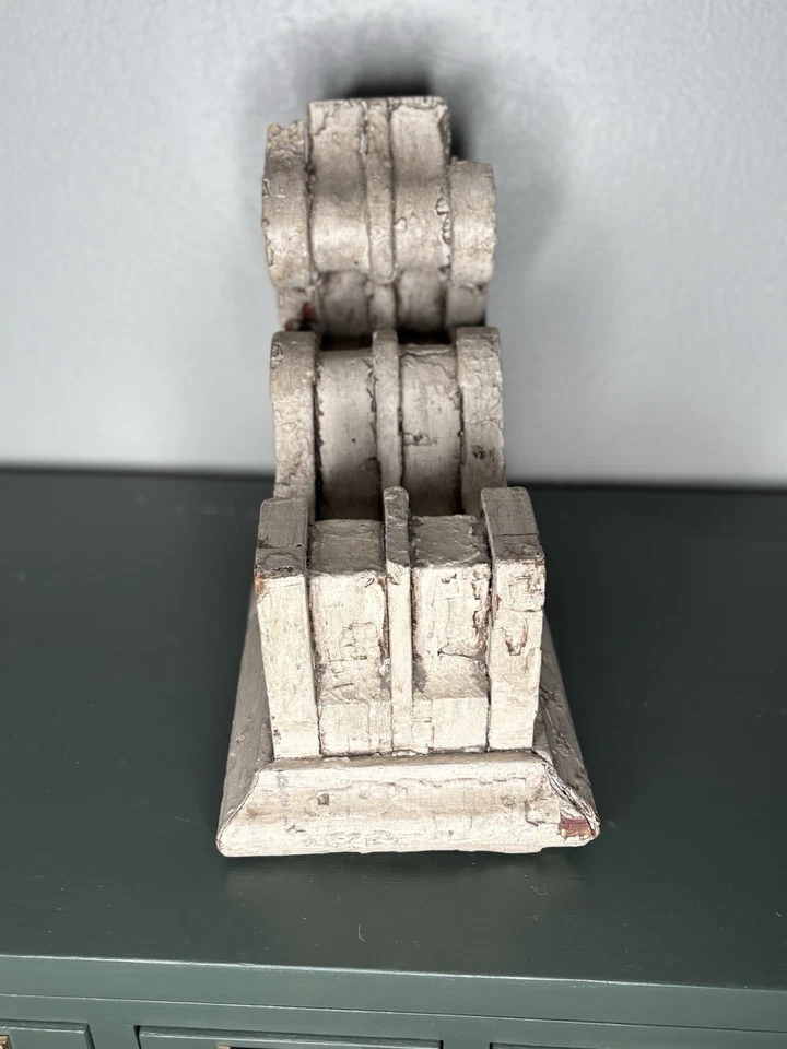 Antiguo soporte de ménsula de madera gruesa Shabby Chic vintage salvamento arquitectónico Foto 3 de 4