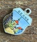 Vintage 800 Silver BERNE European City Enamel Shield Bracelet Charm — photo 4