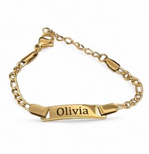 Personalised Newborn Baby Bracelet Custom Name ID Chain Birthday Gift Engraved