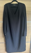 Next Size 10 Tall Back Shift Dress V Neck Long Sleeve Shirt Dress Smart BH5