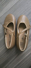 Revolution Dancewear Women's Beige Tap Dance Shoes Mary Jane Strap