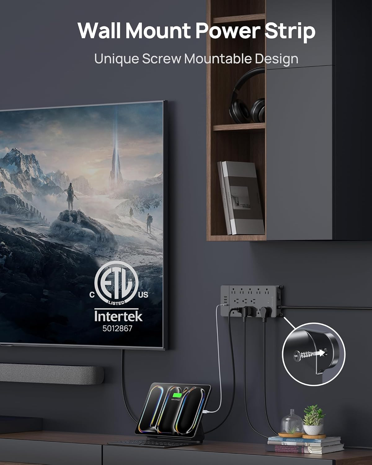 TROND Surge Protector Power Strip, 4000 Joules, ETL Listed, 13 Widely-Spaced Out