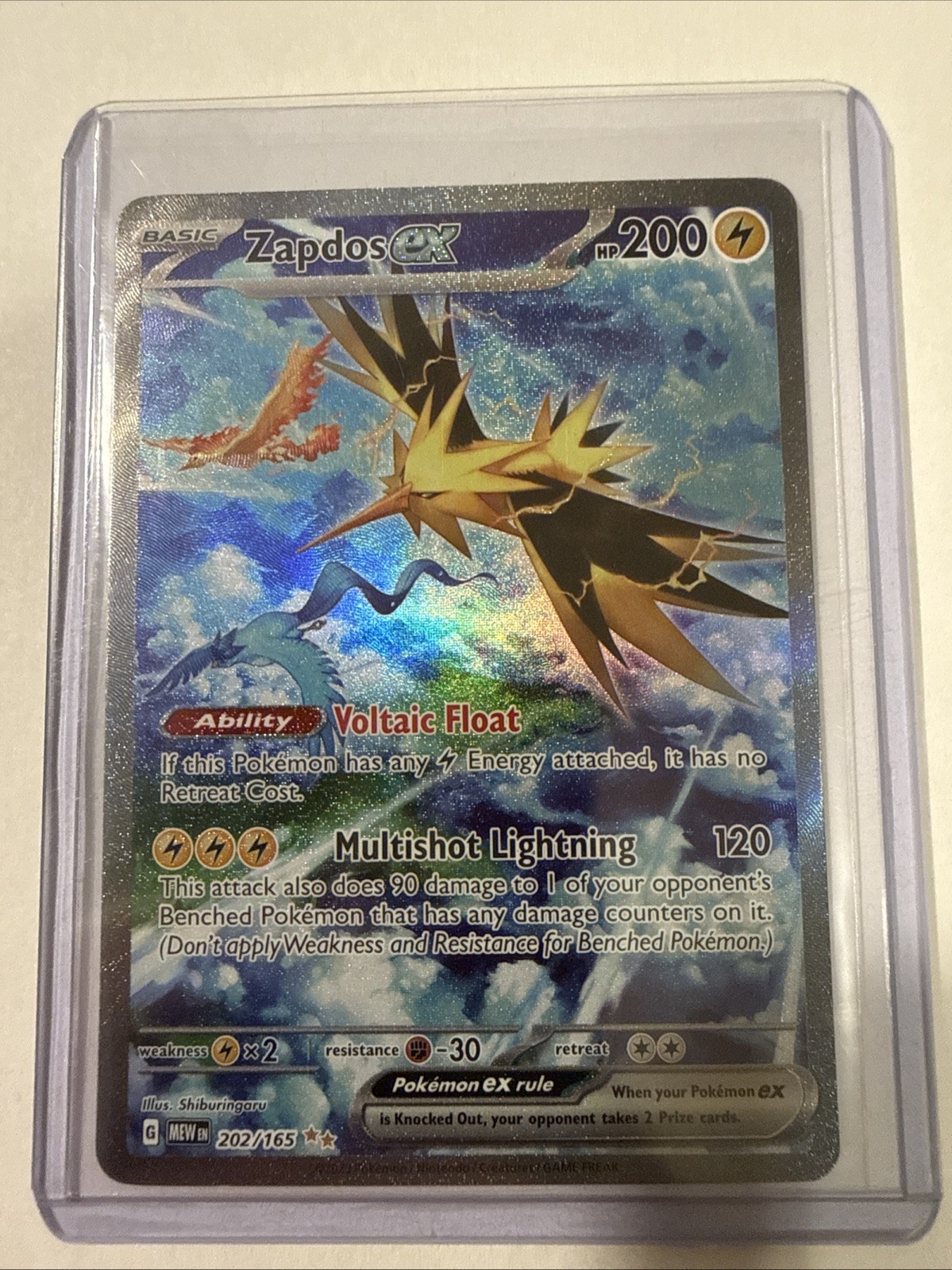 Zapdos ex 202/165 Pokémon TCG Scarlet & Violet 151 Special Illustration Rare NM