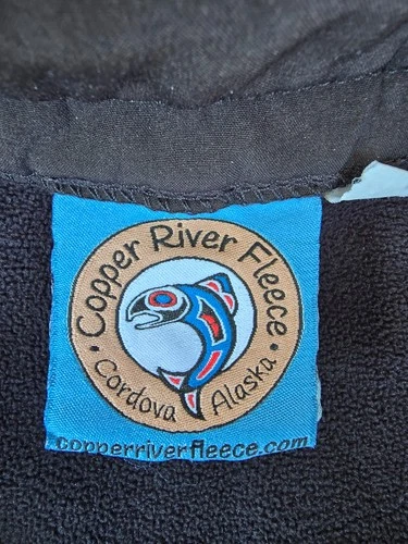 Copper River Fleece Kodiak Softshell Black Jacket with Salmon Pattern Trim Mens image 3