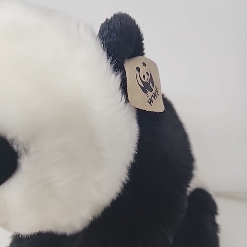 WWF Lifelike Realistic Panda Bear Plush Black White Stuffed Animal 13" - Picture 2 of 6