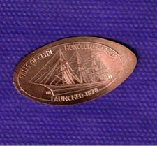 HAWAII HONOLULU HARBOR "Falls of Clyde" Elongated Pressed Copper Penny