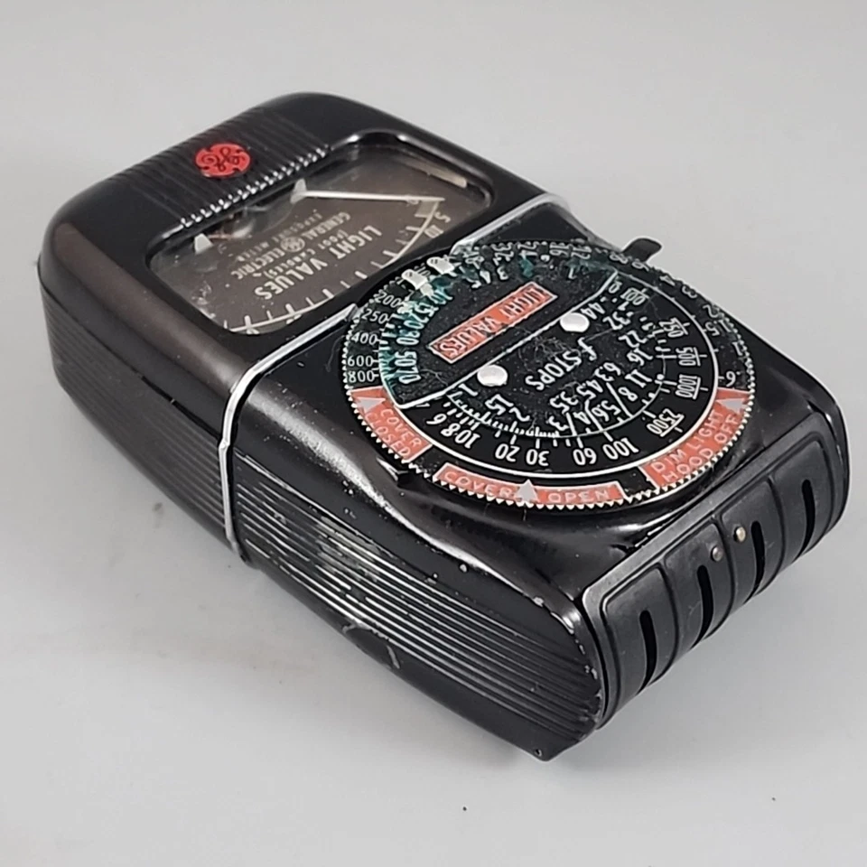 Medidor de luz de exposición vintage General Electric GE tipo DW-48 con estuche de cuero Foto 3 de 4