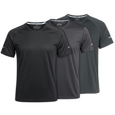 Men Slim Fit Running T-Shirt Quick Dry Gym Sports Crew Neck Tee - 3 Pack