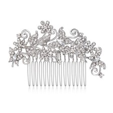 Butterfly Flower Floral Wedding Hair Comb Clear Austrian Crystal