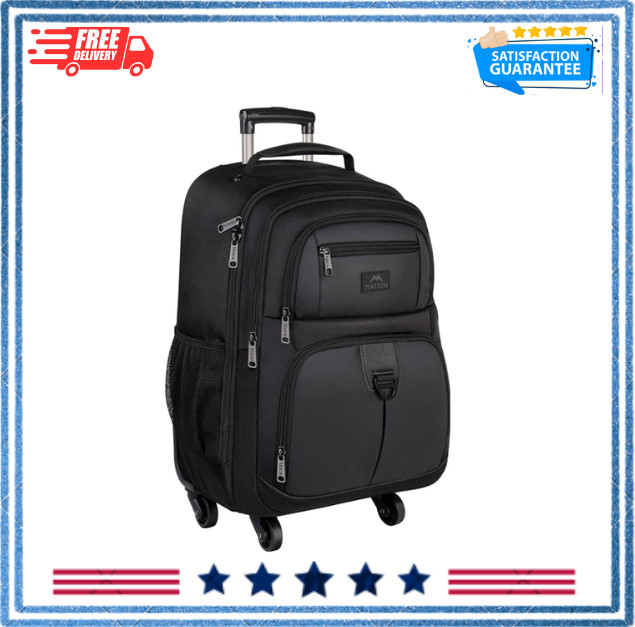 With 4 Wheels, 17 Inch Roller Travel Laptop Backpack