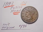 Photo of a 1843-P Large Cent from an eBay listing that sold on Jul 20, 2026