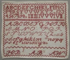 CIRCA 1900 ANTIQUE DUTCH RED ALPHABET SAMPLER CROSS STITCH NEEDLEWORK