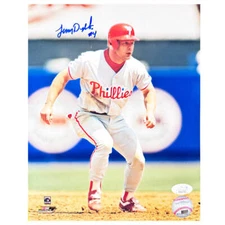 Lenny Dykstra Signed Philadelphia Pose 17 Baseball 8x10 Photo (JSA)