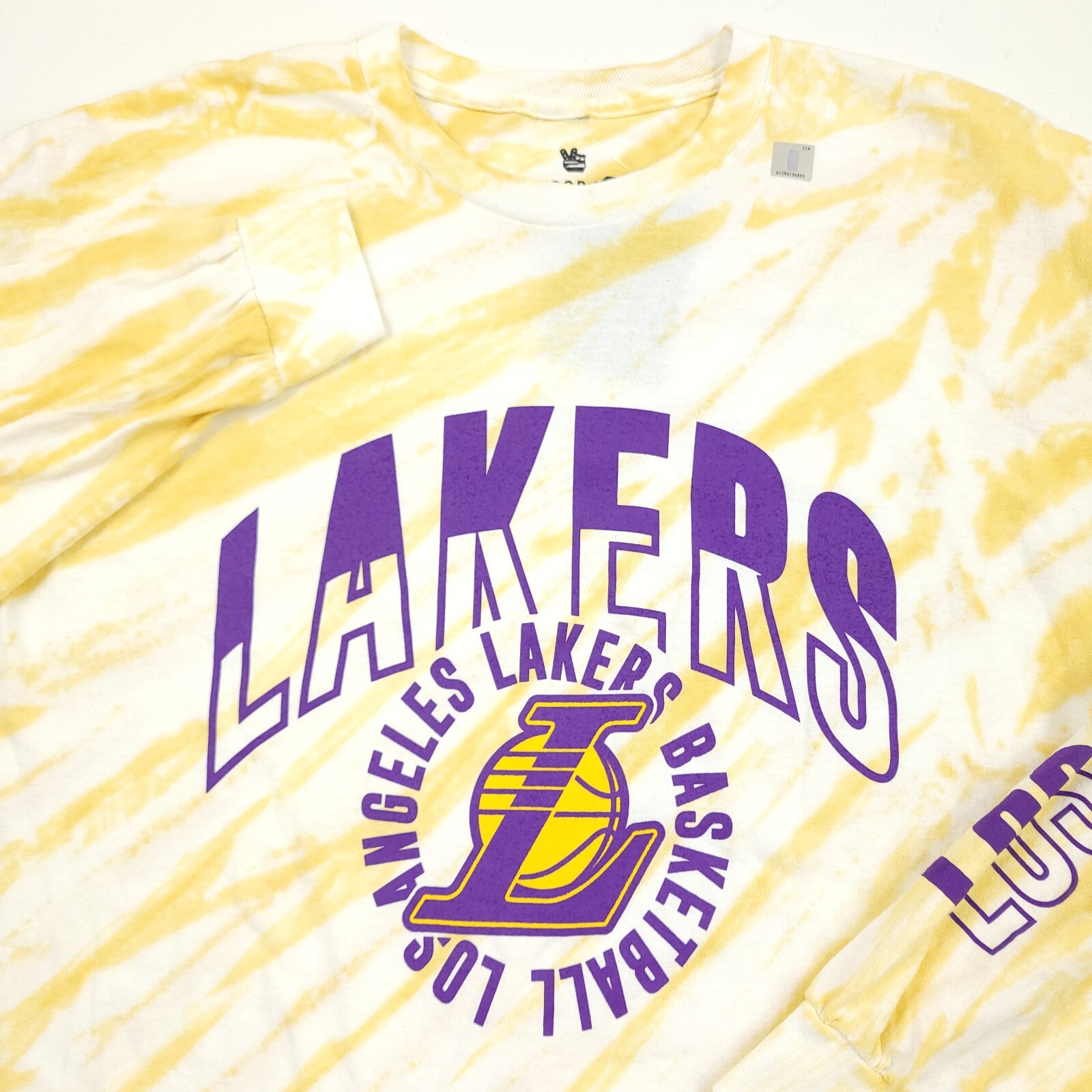 LA Lakers Backcourt Long Sleeve Gold & White Tie-Dye T-Shirt Mens Size XL
