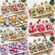 Christmas colorful hand-painted glass beads loose beads accessories 10 pieces