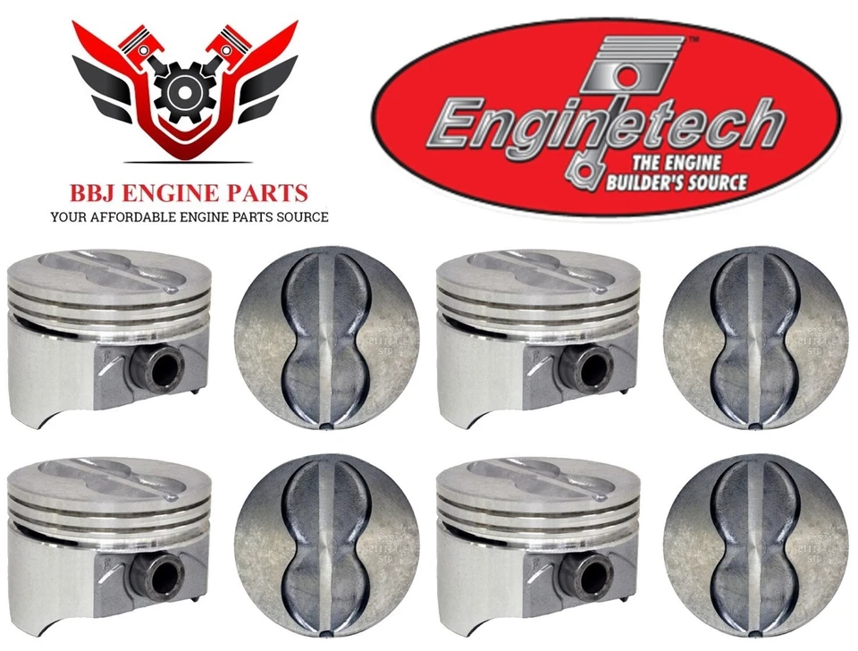 Chevy Chevrolet GMC 350 5.7 1968 - 1995 (8) Enginetech Flat Top Pistons - Image 3 of 3