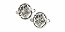 German Shepherd Cufflinks Jewelry Sterling Silver Handmade Dog Cufflinks GS14-2C