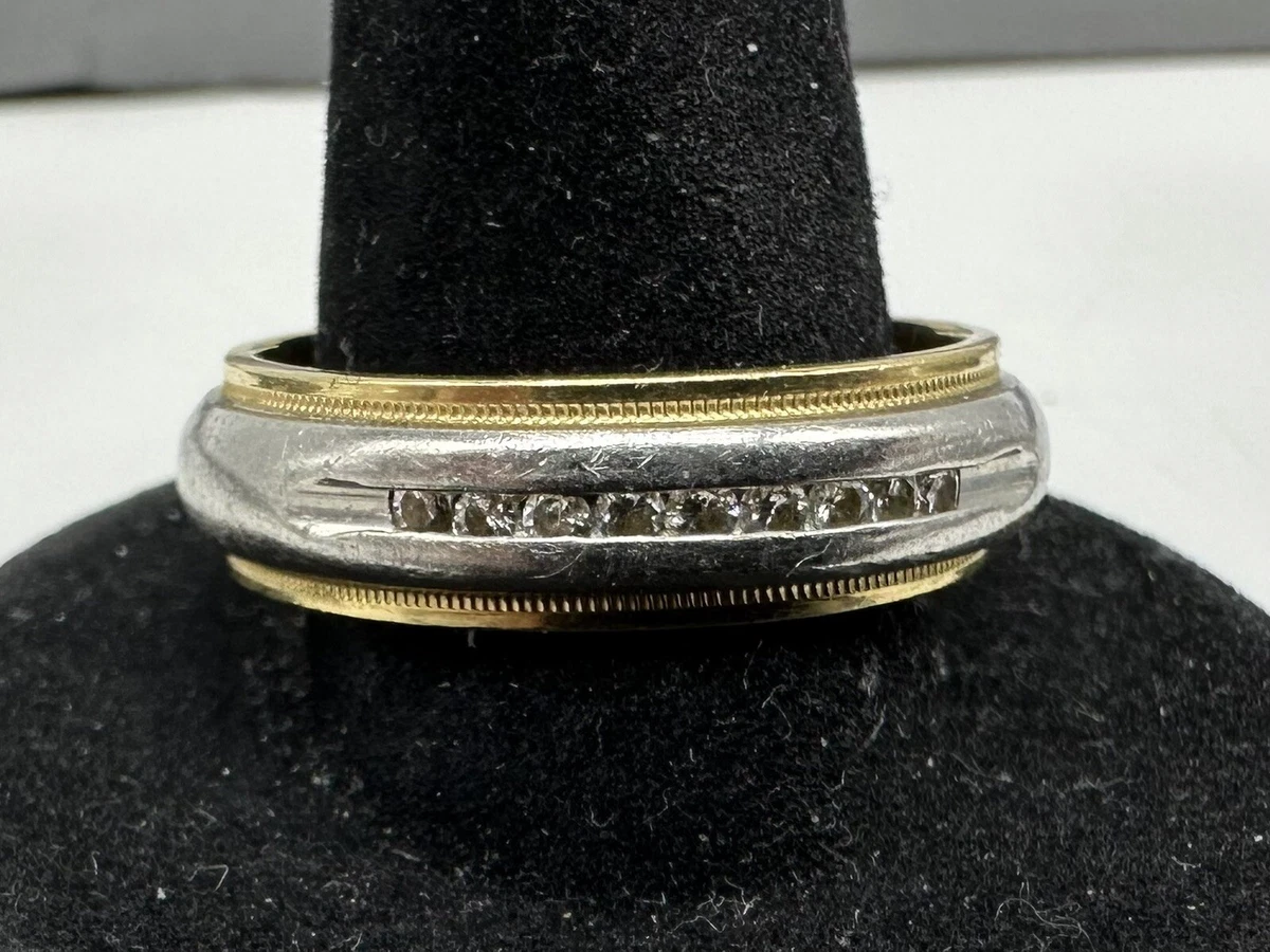 Novell Mens Platinum Iridium 18k Yellow Gold Diamond Wedding Band Size 10 13.2g