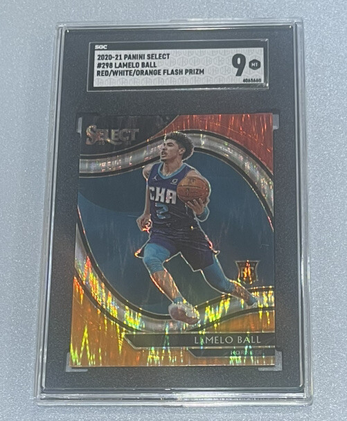 2020-21 Panini Select Lamelo Ball Red White Orange Flash Prizm Courtside Hornets