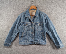 J.jill Women's Blue Denim Jeans Floral Lining Shirt Trucker Jacket - Xs