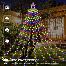 3.5m 350 LED Waterfall String Light Christmas Xmas Tree Hanging Topper Star