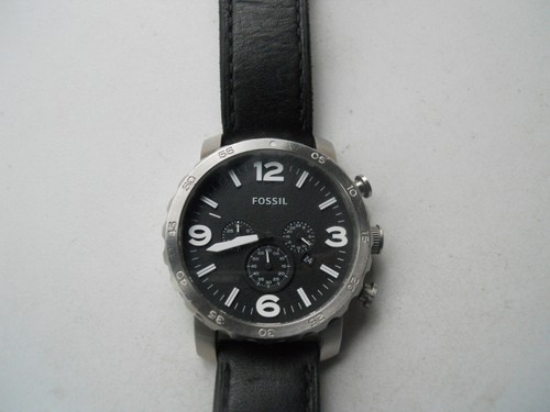 Fossil men's chronograph black leather 