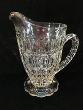 Vintage 1950s Jeannette Glass "Thumbprint" Pattern Clear Pitcher