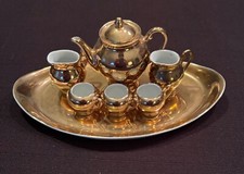 Vintage CMIELOW Gold Gilded Miniature Porcelain Tea Set Made in Poland
