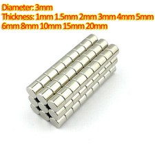 Imanes fuertes diámetro 3 mm espesor 1-20 mm bloque N35 pequeño forma redonda imán