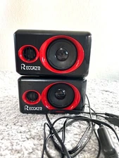 Reccazr Speakers Mini SP2040 Black/Red 2.0 Computer Speakers 5x3x4 Set of 2